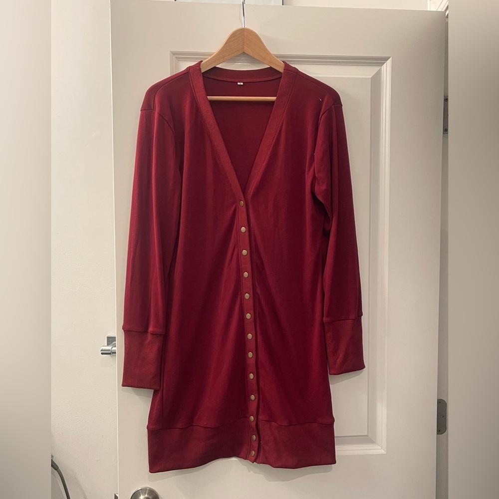 Elegant Long Sleeve Red sweater Dress